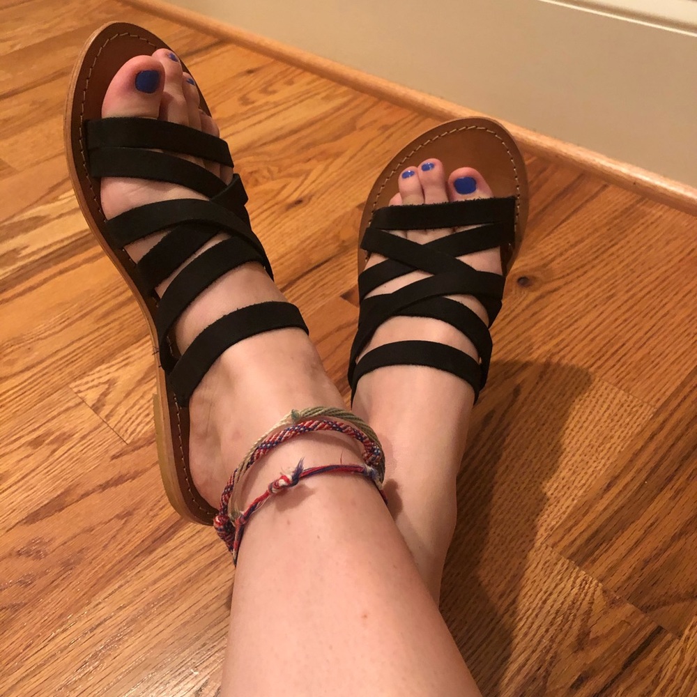 Steve Madden Black Suede Slides